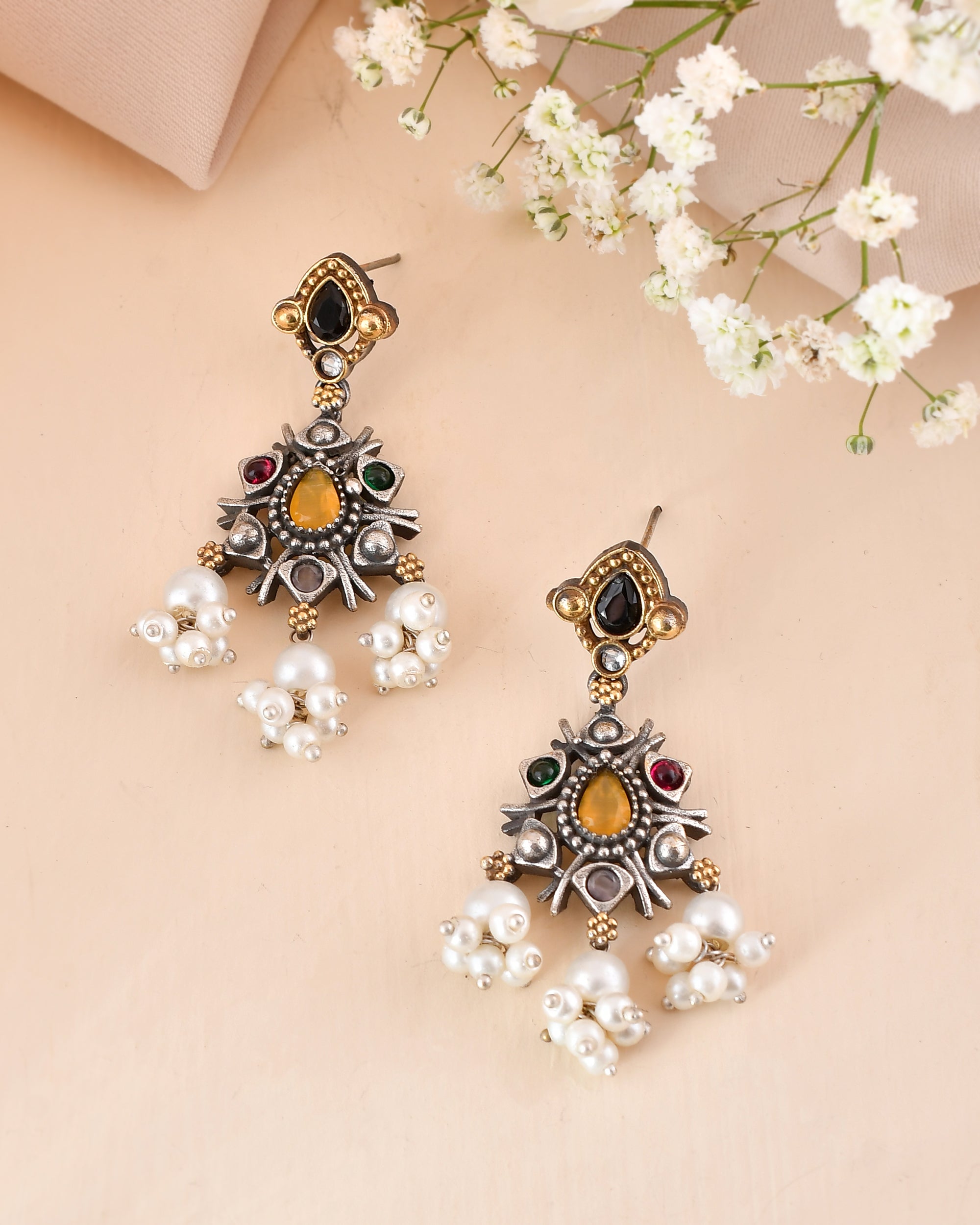 Peacock Aura Dandiya Necklace Set